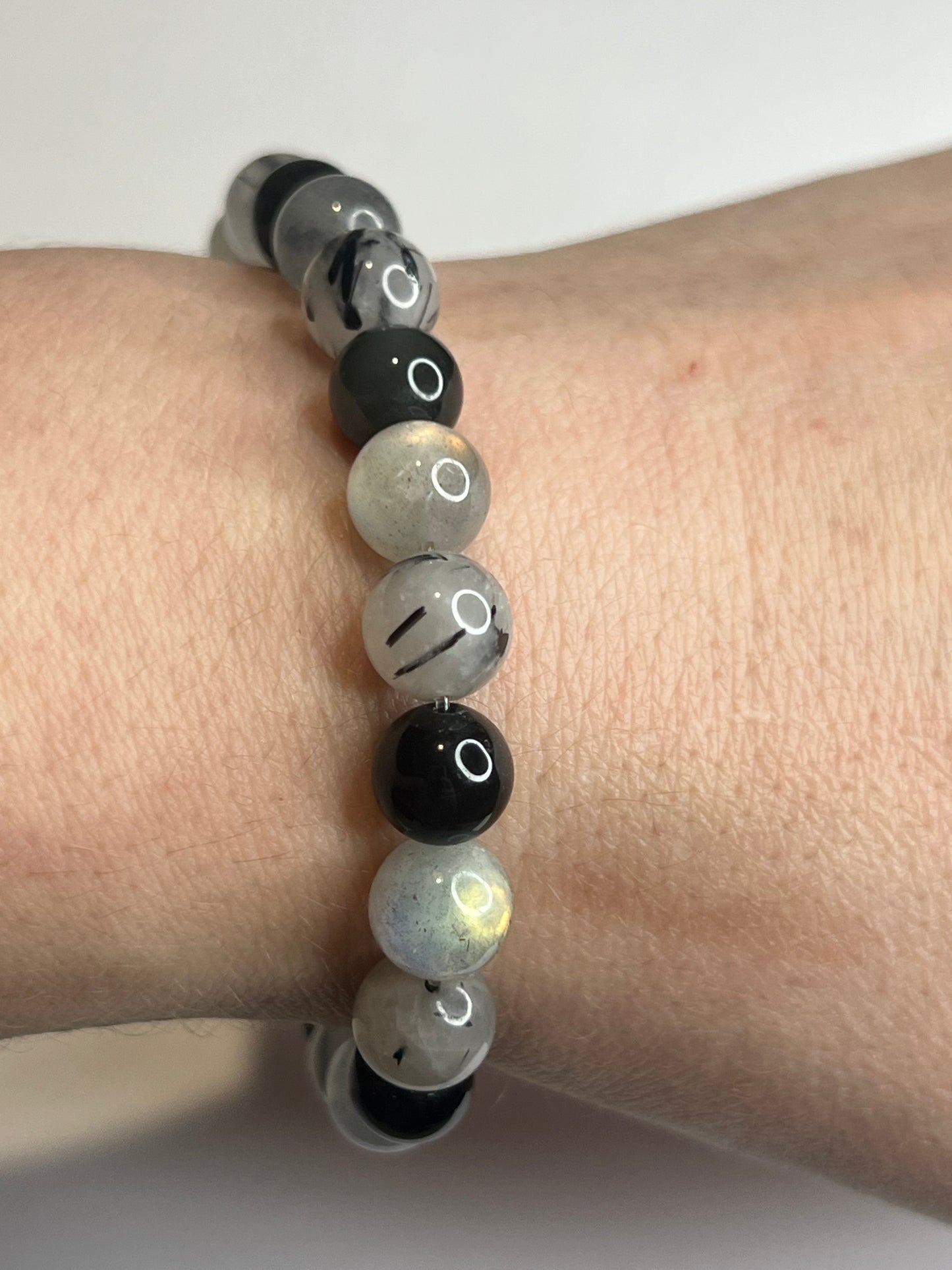 Energetic Shield & Intuition - Tourmilated Quartz, Labradorite and Rainbow Obsidian