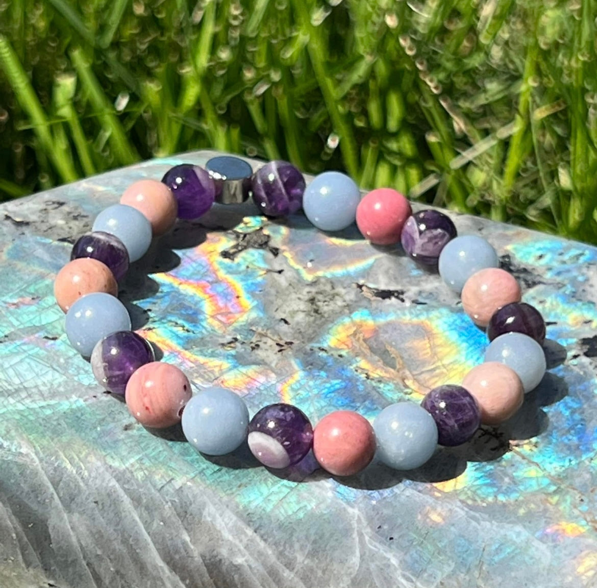 Serenity & Heart Healing - Amethyst, Angelite and Rhodonite