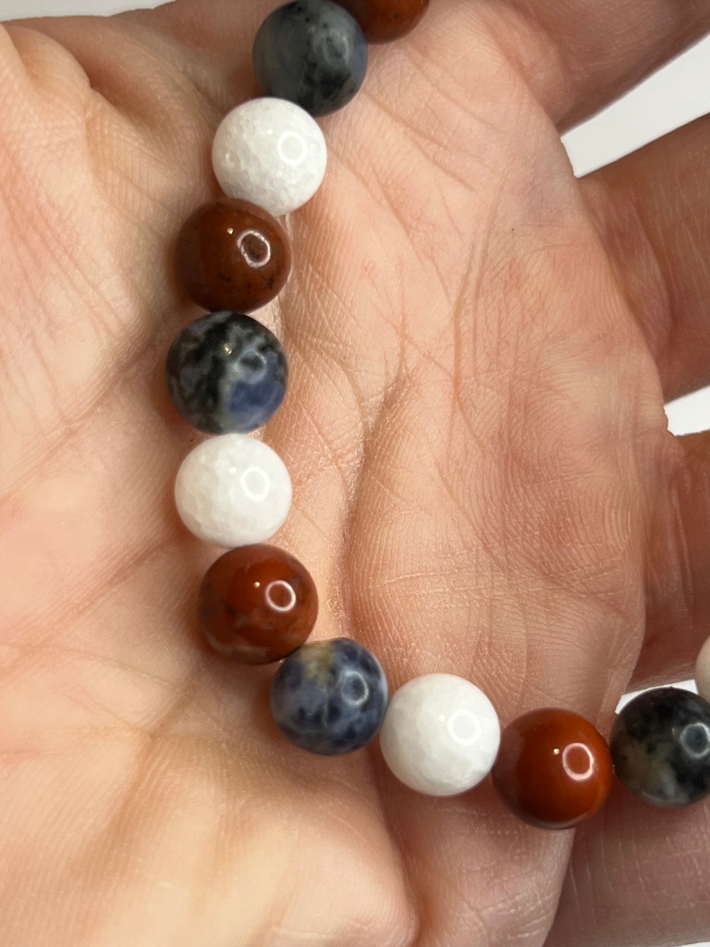Clarity and Confidence - White Jade, Sodalite and Red Jasper