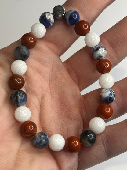 Clarity and Confidence - White Jade, Sodalite and Red Jasper