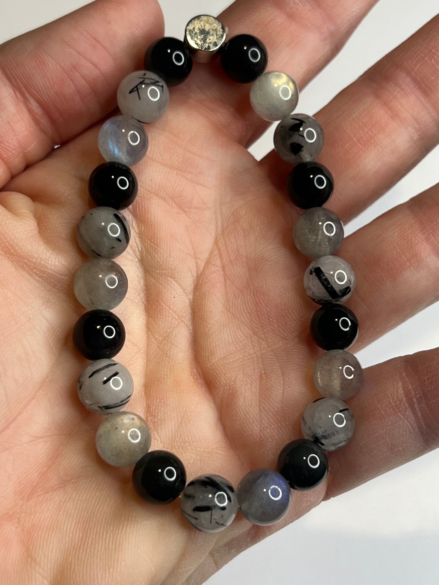 Energetic Shield & Intuition - Tourmilated Quartz, Labradorite and Rainbow Obsidian