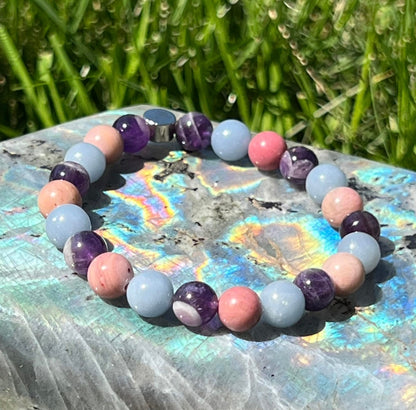 Serenity & Heart Healing - Amethyst, Angelite and Rhodonite