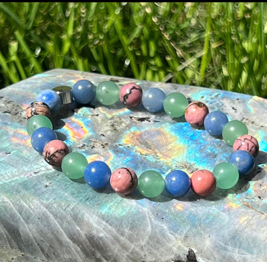 Heart & Harmony - Rhodonite, Green and Blue Aventurine