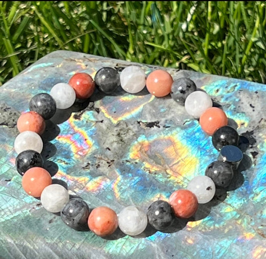 New Beginnings - Pink Aventurine, Rainbow Moonstone and Larvikite