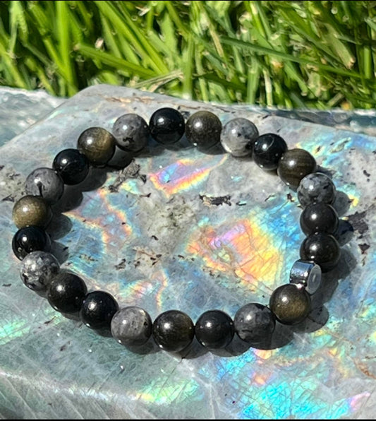 Shield & Strength Protection - Golden Obsidian, Larvikite and Black Tourmaline