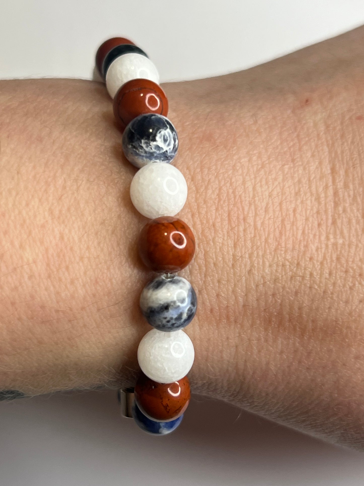 Clarity and Confidence - White Jade, Sodalite and Red Jasper